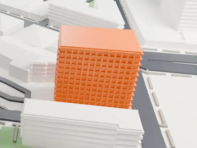 26 Journal Square model, East view