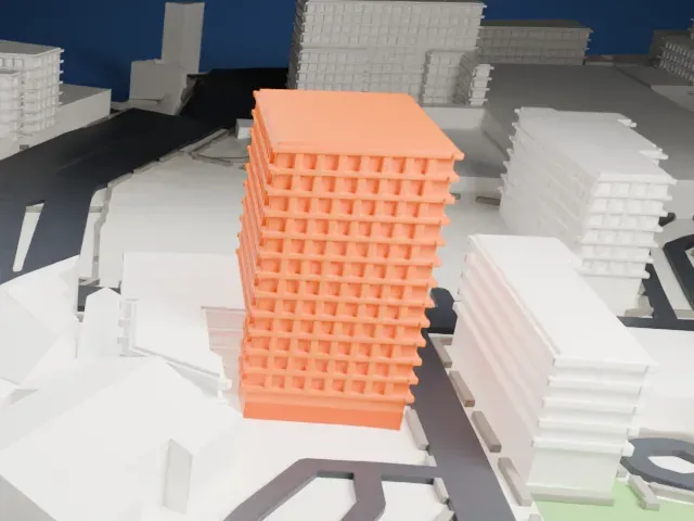 26 Journal Square model, South view