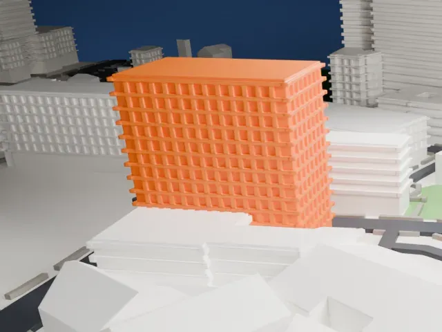 26 Journal Square model, West view