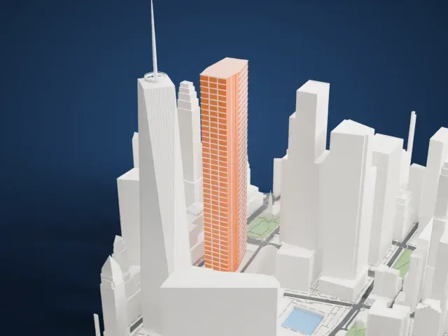 3 World Trade Center model, West view