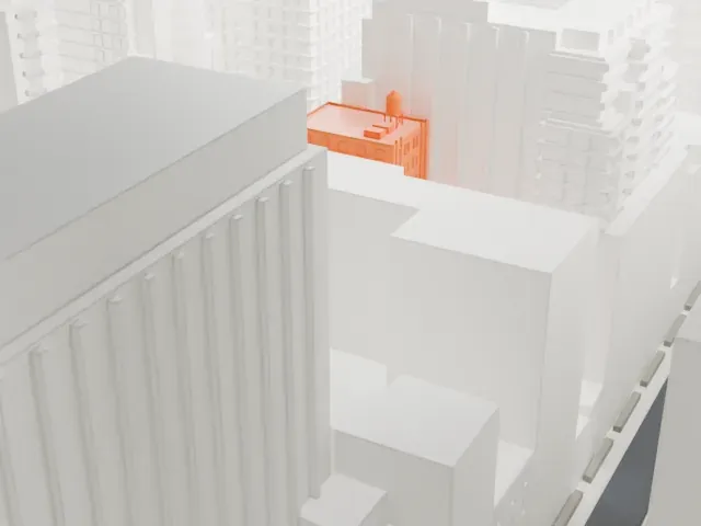 30 West 44th Street model, West view