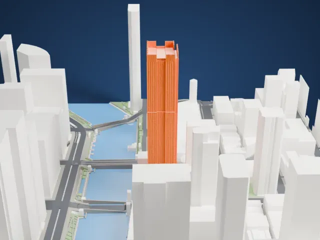 300 North LaSalle model, East view