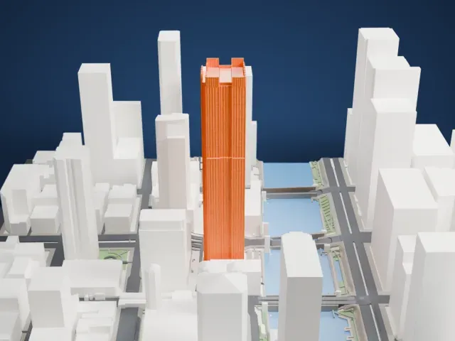 300 North LaSalle model, West view
