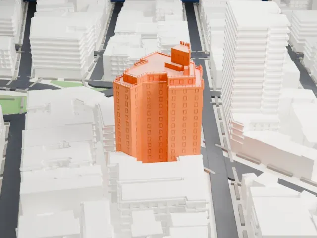 302 West 12th Street model, East view