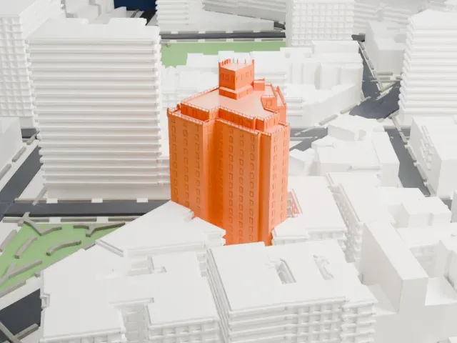 302 West 12th Street model, South view