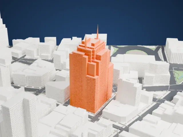 32 Avenue of the Americas model, East view