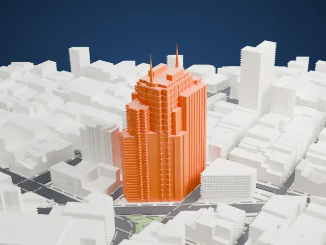 32 Avenue of the Americas model, West view