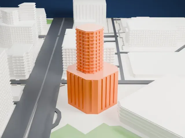 3200 Central model, North view