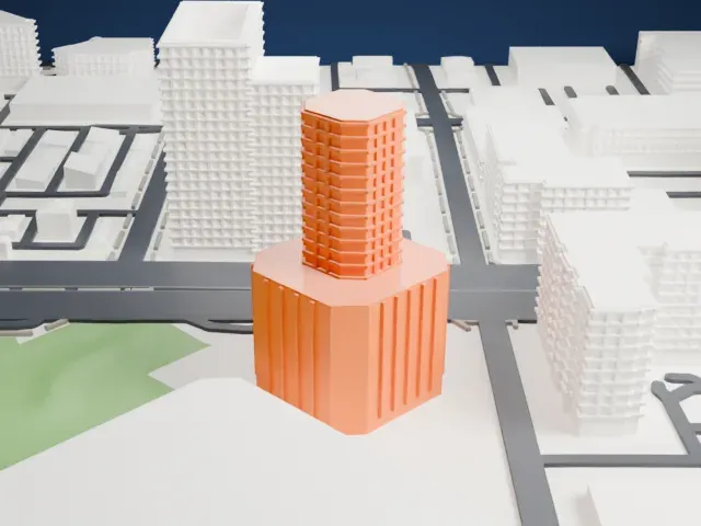 3200 Central model, West view