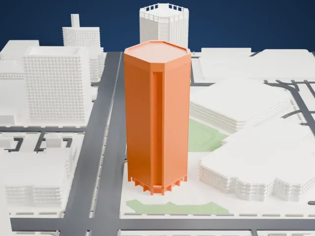3300 North Central Avenue model, North view