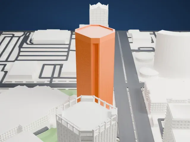 3300 North Central Avenue model, South view