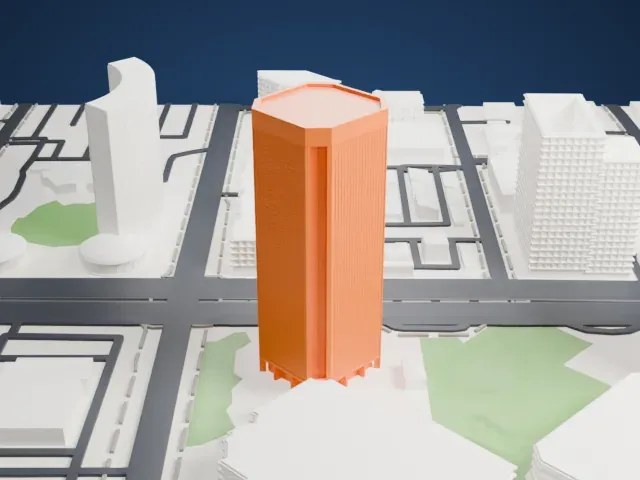 3300 North Central Avenue model, West view