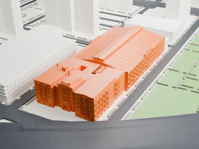 369th Regiment Armory model, East view