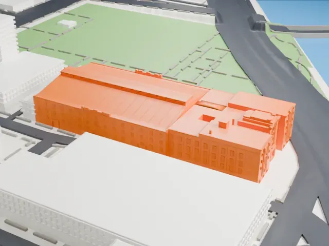 369th Regiment Armory model, South view