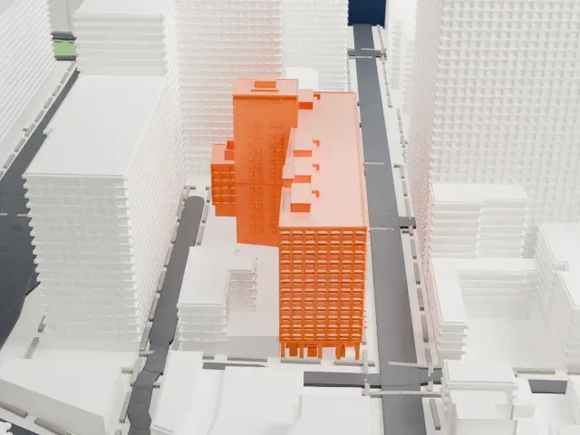 370 Jay Street model, South view