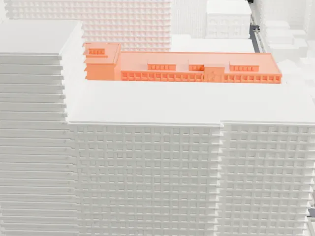 370 Jay Street model, West view