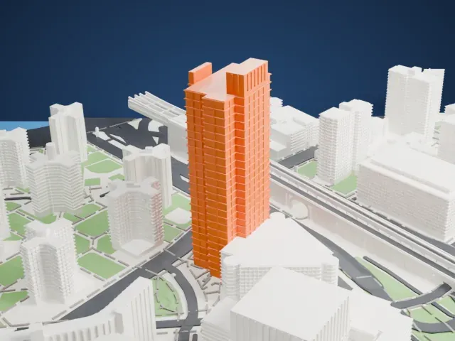 375 Pearl Street model, North view