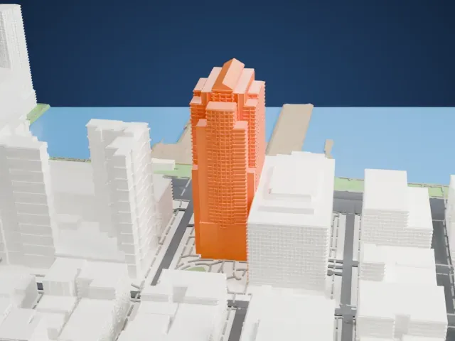 388 Greenwich Street model, East view