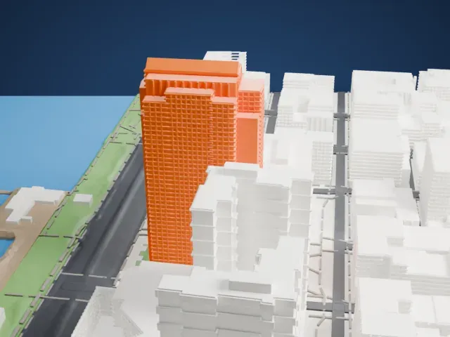 388 Greenwich Street model, South view