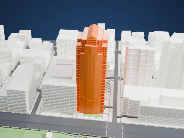 388 Greenwich Street model, West view