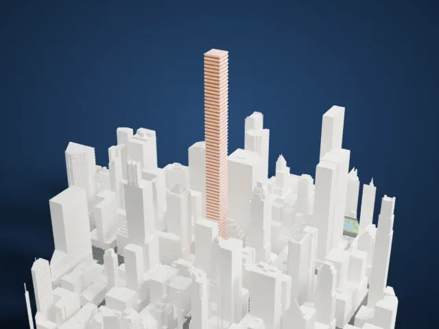 432 Park Avenue model, East view