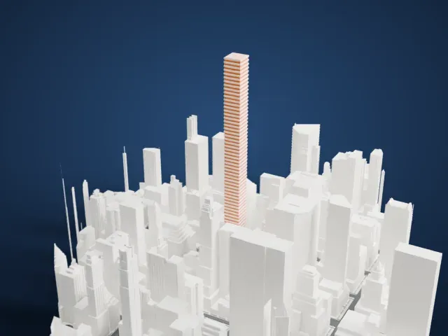 432 Park Avenue model, North view