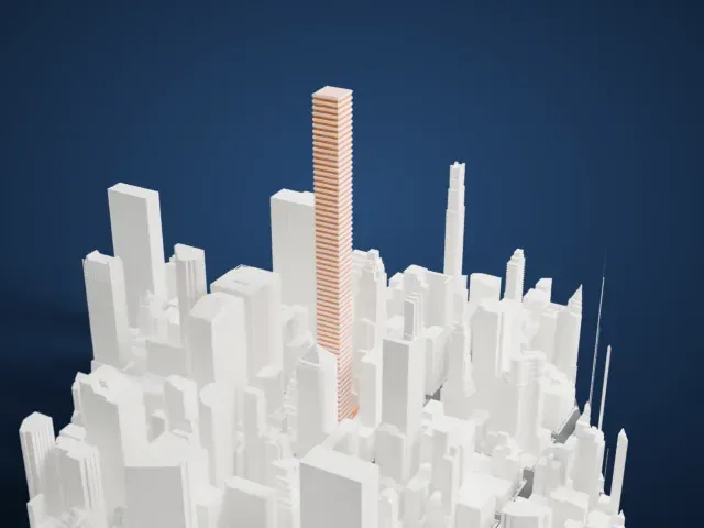432 Park Avenue model, South view