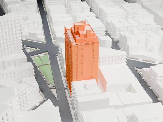 45 Christopher Street model, East view