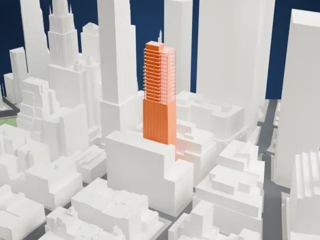 45 Park Place model, North view