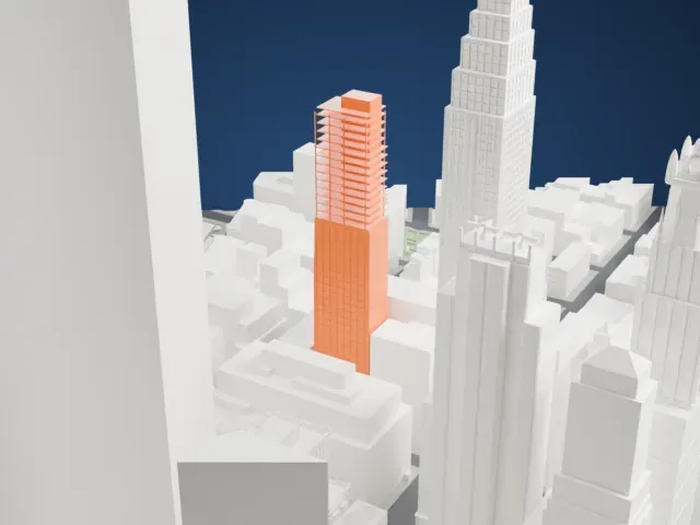 45 Park Place model, South view