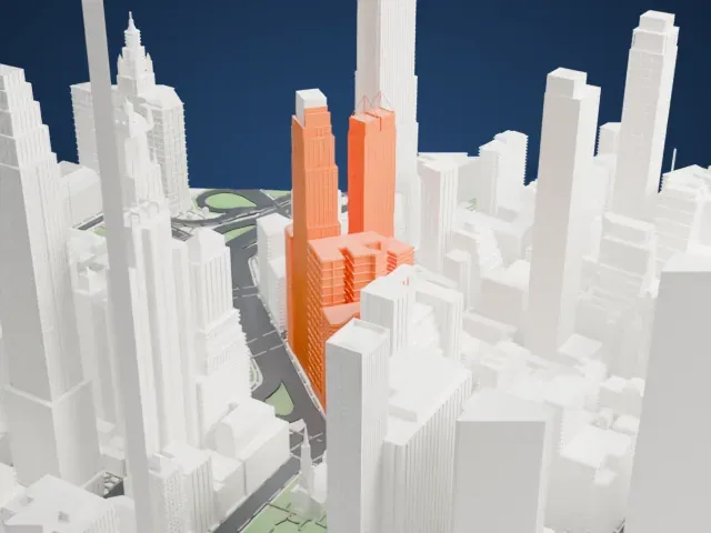 5 Beekman Street model, West view