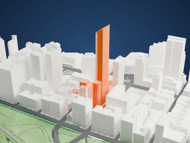 50 West 66th Street model, East view