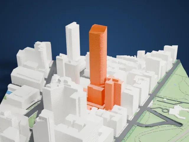 50 West 66th Street model, South view