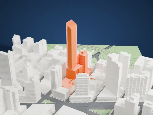50 West 66th Street model, West view