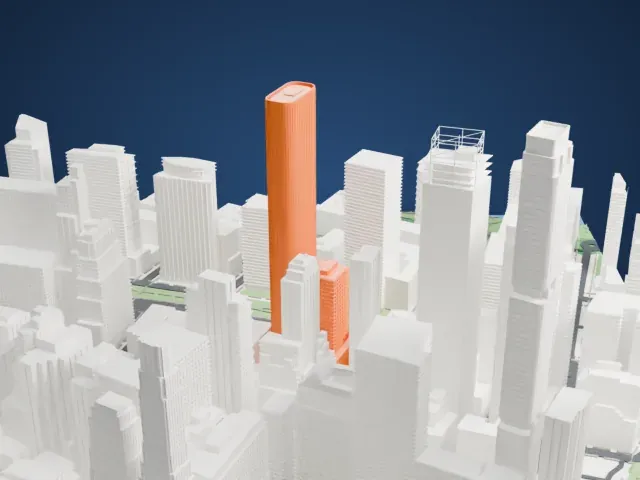 50 West Street model, East view