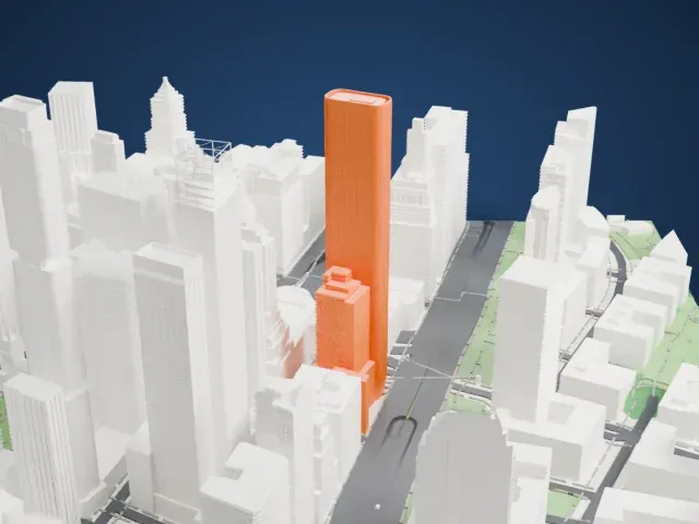 50 West Street model, North view