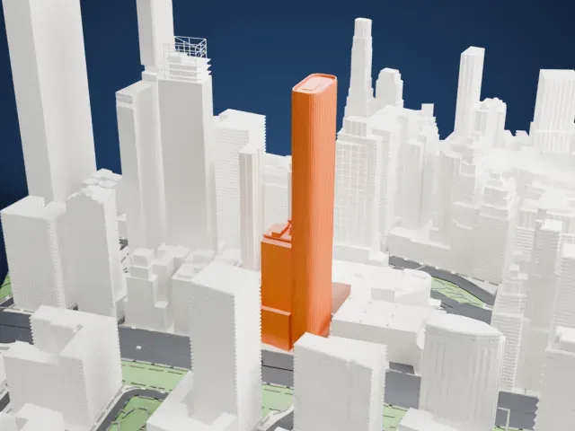50 West Street model, West view