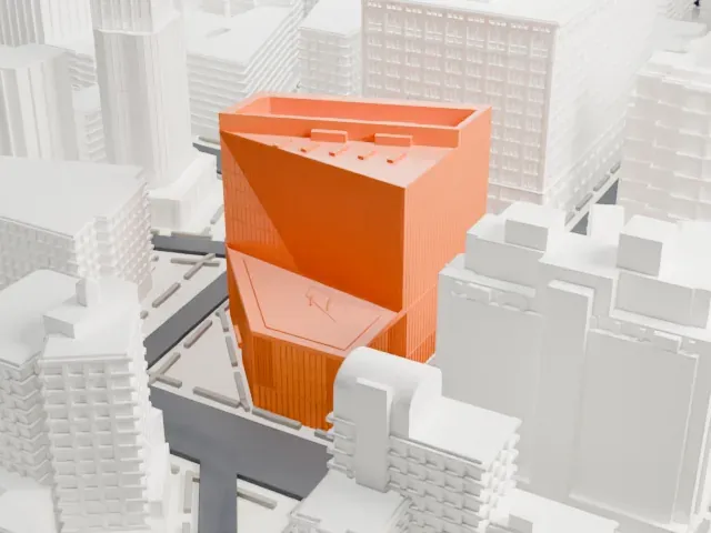 51 Astor Place model, East view
