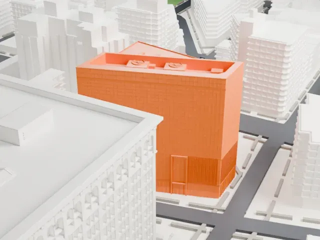 51 Astor Place model, West view