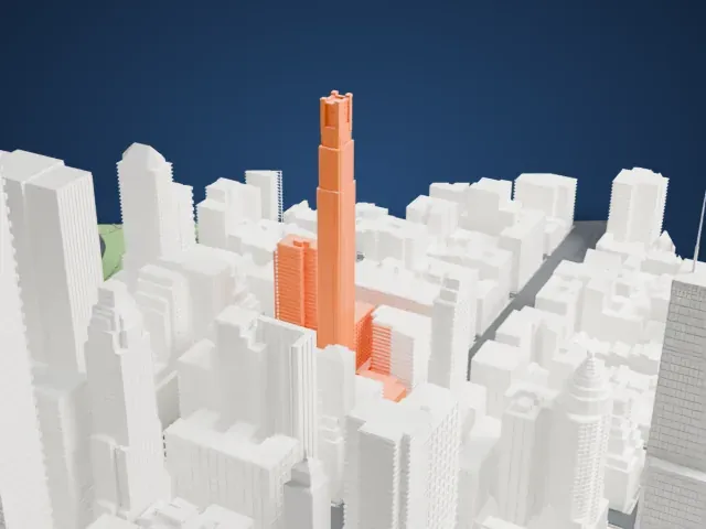520 Park Avenue model, South view