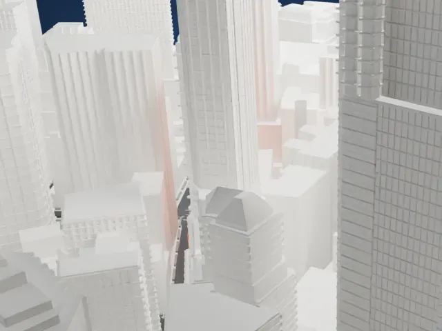 55 Broad Street model, East view