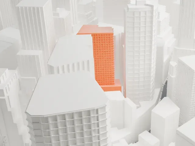 55 Broad Street model, South view