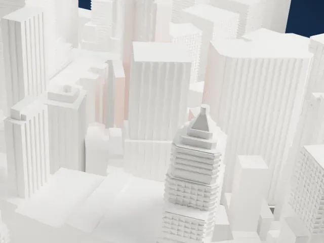 55 Broad Street model, West view