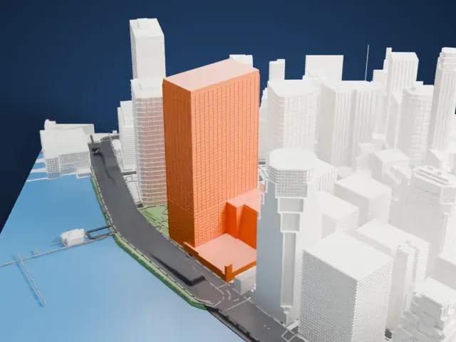 55 Water Street model, East view