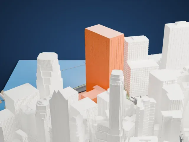 55 Water Street model, North view