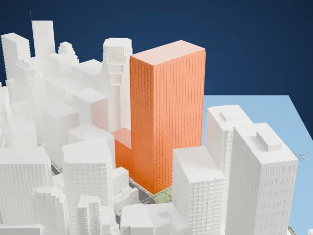 55 Water Street model, West view