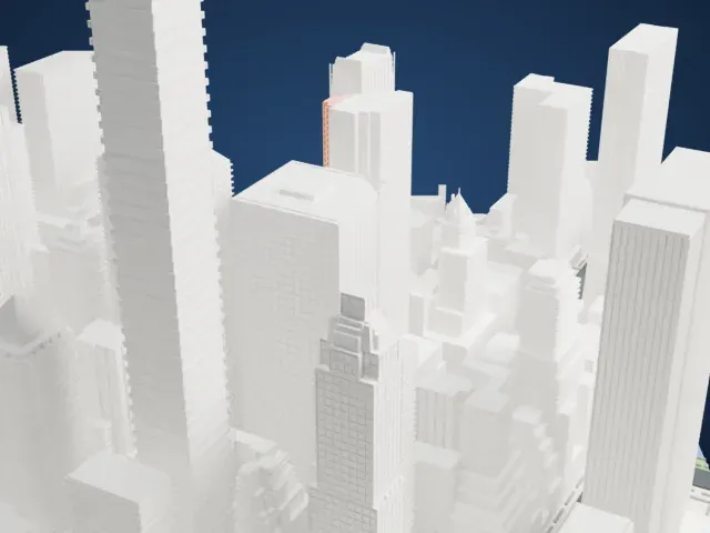550 Madison Avenue model, East view