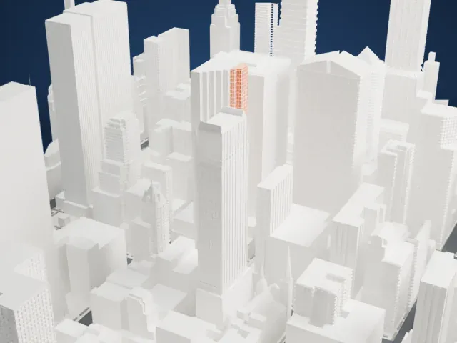 550 Madison Avenue model, West view