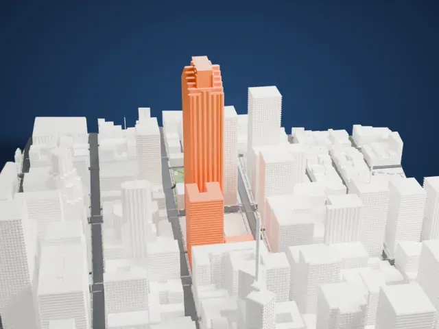 555 California Street model, East view