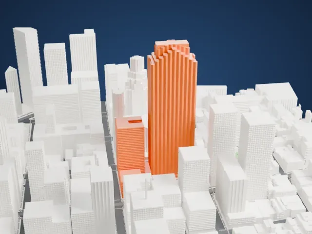 555 California Street model, North view